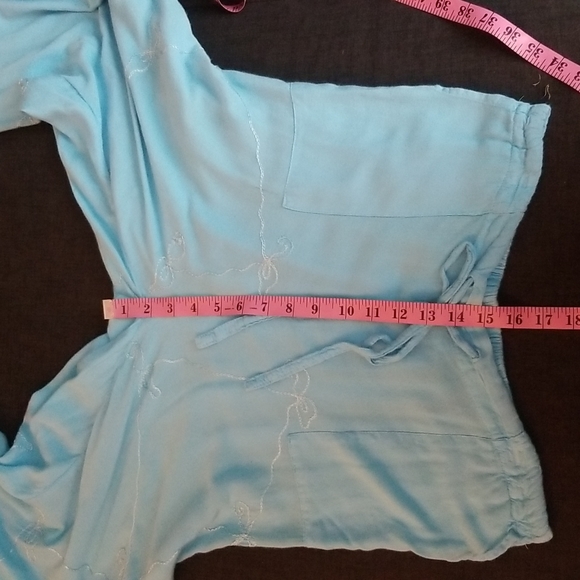 2/$25 Ocean Blue Island Planet Miami Beach Floral Embroidered Culottes SzXL - Picture 7 of 9